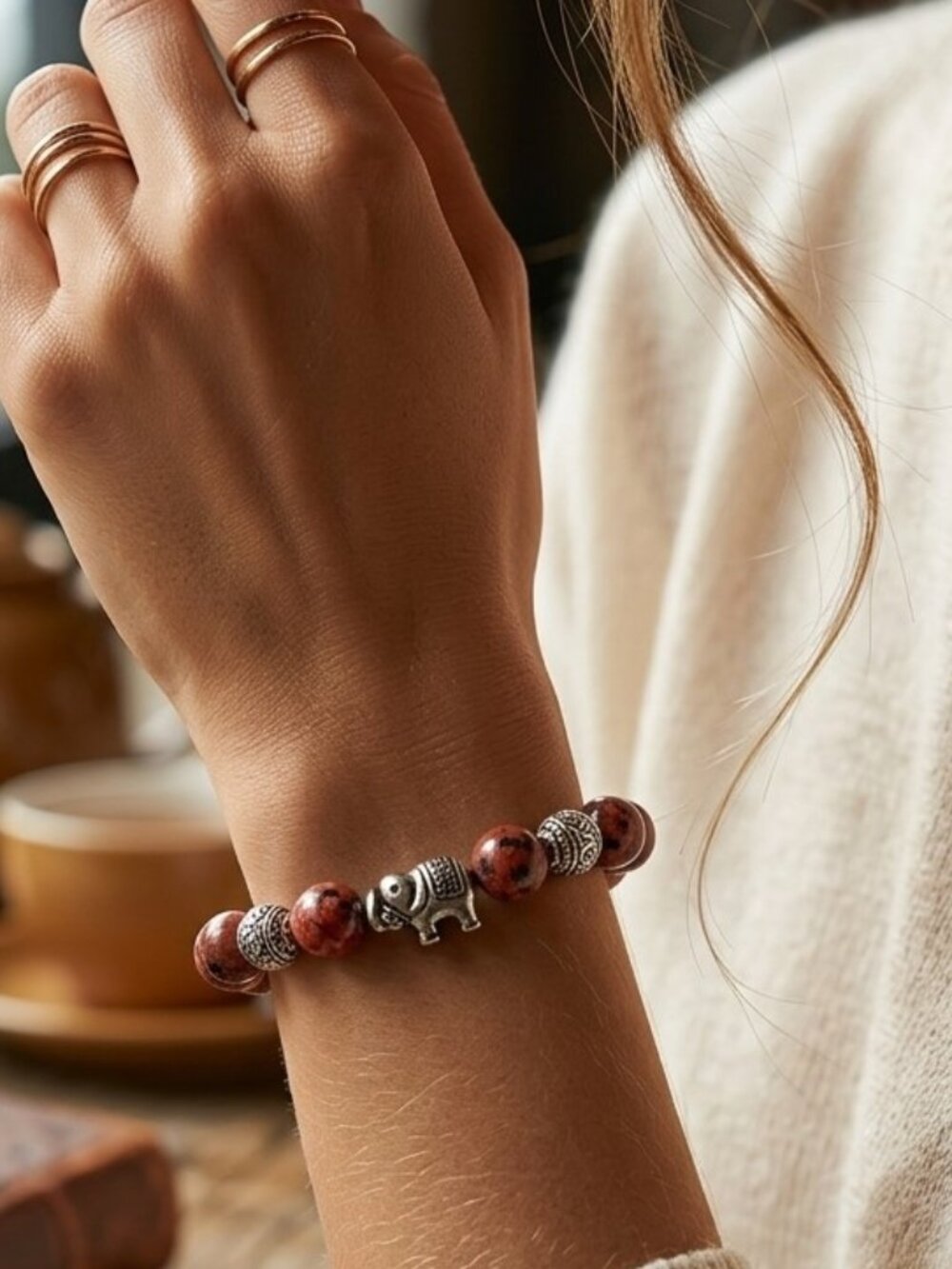 Red Jasper Elephant Bracelet